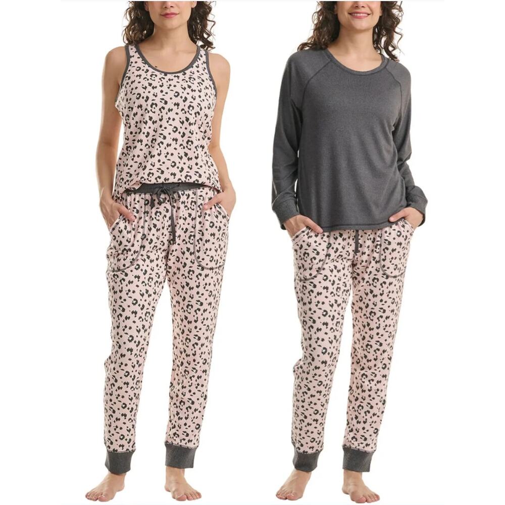 Karen Neuburger 3 Piece Printed Soft Pajama Lounge Set Womens Size XL Grey New